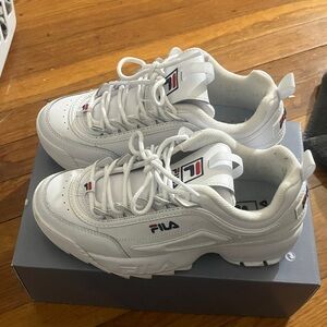 Fila White and Blue Athletic Shoes